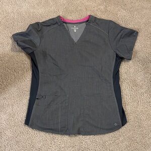 Charcoal and Black Short Sleeve Scrub Top